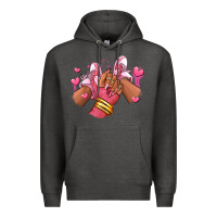 Charcoal Heather valentines day afro girl sneakers Premium Hoodie - RanaPortraitStore