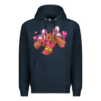 Navy valentines day afro girl sneakers Premium Hoodie - RanaPortraitStore