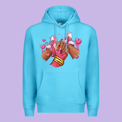 Premium Hoodie valentines day afro girl sneakers