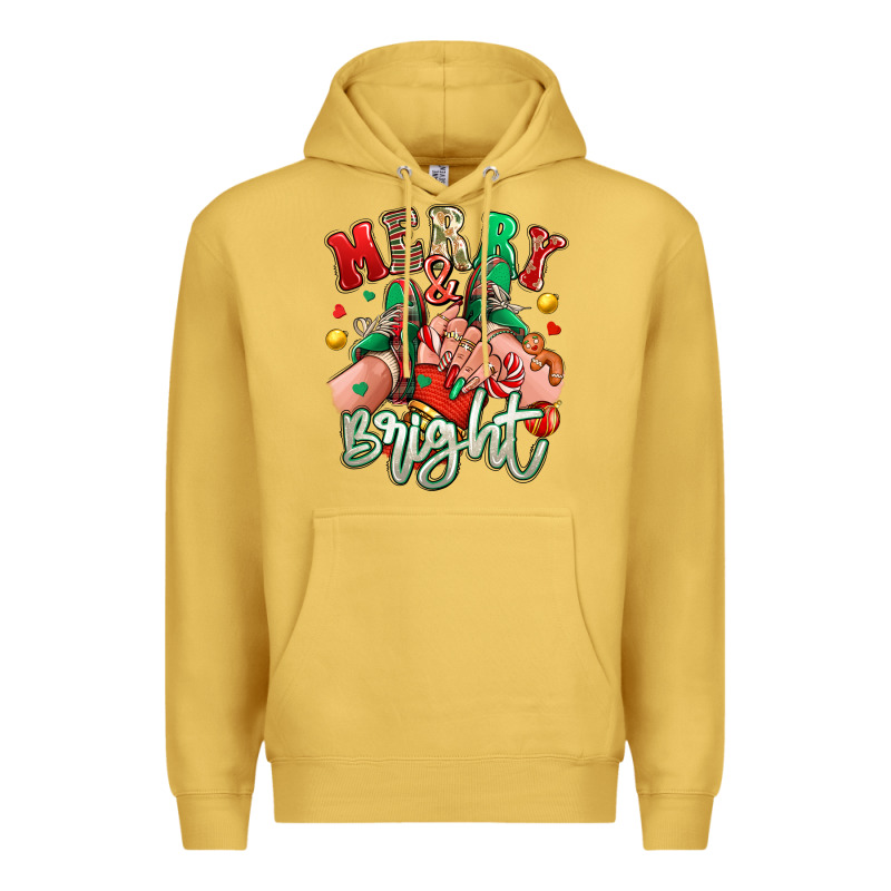 Merry And Bright Caucasian Girl Sneakers Premium Hoodie by RanaPortraitStore | Teevron