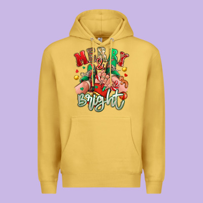 Premium Hoodie merry and bright caucasian girl sneakers