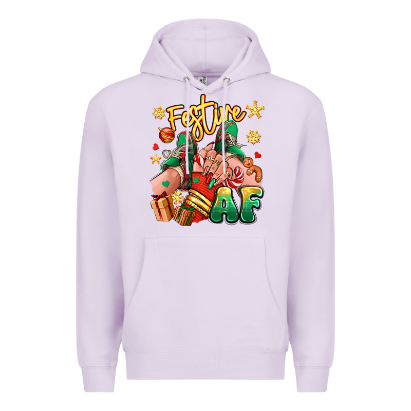 Festive Af Christmas Caucasian Girl Sneakers Premium Hoodie by RanaPortraitStore | Teevron