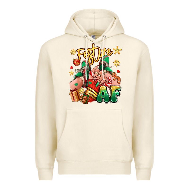 Festive Af Christmas Caucasian Girl Sneakers Premium Hoodie by RanaPortraitStore | Teevron