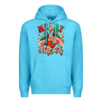 Ocean Blue Merry Christmas Caucasian girl sneakers Premium Hoodie - RanaPortraitStore