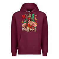 Burgundy Merry Christmas Caucasian girl sneakers Premium Hoodie - RanaPortraitStore