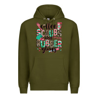 Army Green coffee scrubs and rubber gloves Premium Hoodie - RanaPortraitStore