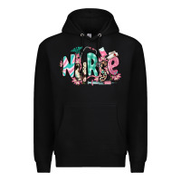 Black floral nurse Premium Hoodie - RanaPortraitStore