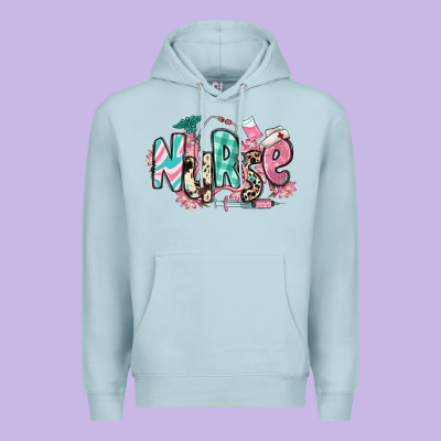 Floral Nurse Premium Hoodie Designed By Ranaportraitstore