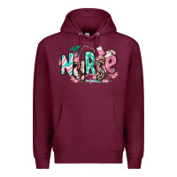 Burgundy floral nurse Premium Hoodie - RanaPortraitStore