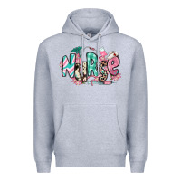 Heather Grey floral nurse Premium Hoodie - RanaPortraitStore