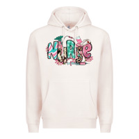 Pale Pink floral nurse Premium Hoodie - RanaPortraitStore
