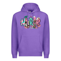 Purple floral nurse Premium Hoodie - RanaPortraitStore