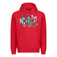 Red floral nurse Premium Hoodie - RanaPortraitStore