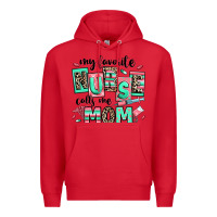 Red my favorite nurse calls me mom Premium Hoodie - RanaPortraitStore