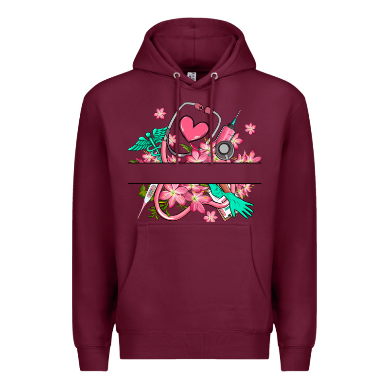 Nurse Flowers Custom Name Design Premium Hoodie by RanaPortraitStore | Teevron
