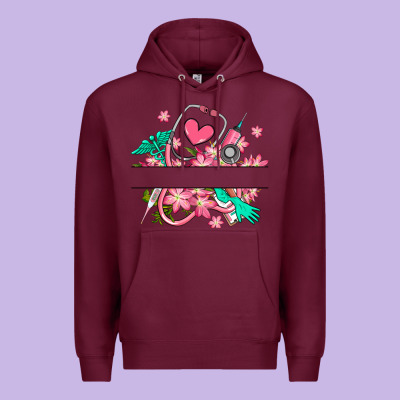 Nurse Flowers Custom Name Design Premium Hoodie Designed By Ranaportraitstore