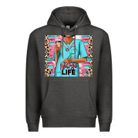 Charcoal Heather nurse life afro woman Premium Hoodie - RanaPortraitStore