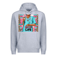 Heather Grey nurse life afro woman Premium Hoodie - RanaPortraitStore