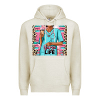 Oatmeal Heather nurse life afro woman Premium Hoodie - RanaPortraitStore