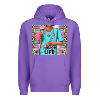 Purple nurse life afro woman Premium Hoodie - RanaPortraitStore