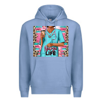 Colony Blue nurse life afro woman Premium Hoodie - RanaPortraitStore