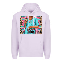 Lilac nurse life afro woman Premium Hoodie - RanaPortraitStore