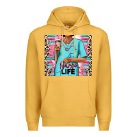 Mustard nurse life afro woman Premium Hoodie - RanaPortraitStore