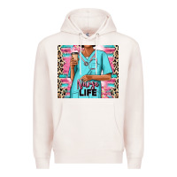 Pale Pink nurse life afro woman Premium Hoodie - RanaPortraitStore