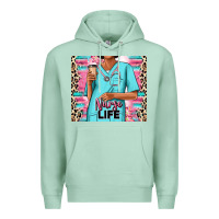 Seafoam nurse life afro woman Premium Hoodie - RanaPortraitStore