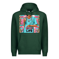 Sports Green nurse life afro woman Premium Hoodie - RanaPortraitStore