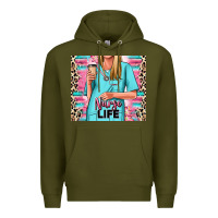 Army Green nurse life blonde woman Premium Hoodie - RanaPortraitStore