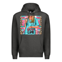 Charcoal Heather nurse life blonde woman Premium Hoodie - RanaPortraitStore