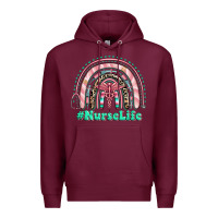 Burgundy nurse life rainbow Premium Hoodie - RanaPortraitStore
