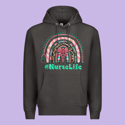 Nurse Life Rainbow Premium Hoodie Designed By Ranaportraitstore