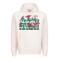Pale Pink nursing student no sleep no money no life Premium Hoodie - RanaPortraitStore