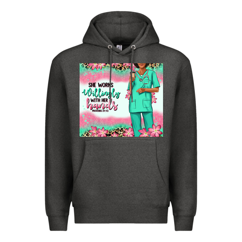 She Works Willingly With Her Hands Afro Nurse Premium Hoodie by RanaPortraitStore | Teevron