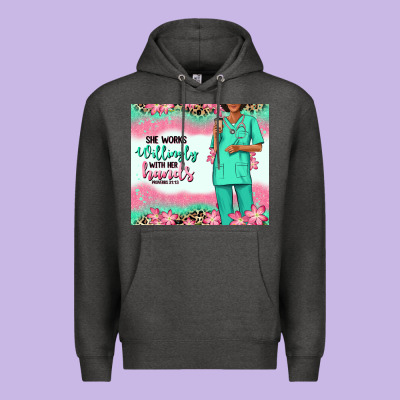 She Works Willingly With Her Hands Afro Nurse Premium Hoodie Designed By Ranaportraitstore