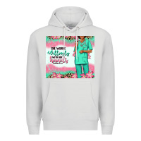Dove Grey she works willingly with her hands afro nurse Premium Hoodie - RanaPortraitStore