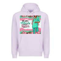 Lilac she works willingly with her hands afro nurse Premium Hoodie - RanaPortraitStore