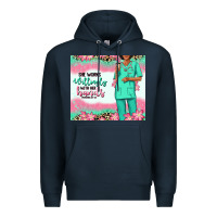 Navy she works willingly with her hands afro nurse Premium Hoodie - RanaPortraitStore