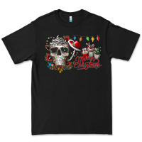 Black Merry Christmas  skull Premium Tee - CowhideDigitalArt