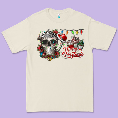 Merry Christmas  Skull Premium Tee Designed By Cowhidedigitalart