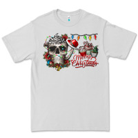 Dove Grey Merry Christmas  skull Premium Tee - CowhideDigitalArt