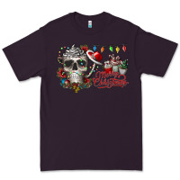 Plum Merry Christmas  skull Premium Tee - CowhideDigitalArt
