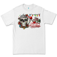 White Merry Christmas  skull Premium Tee - CowhideDigitalArt