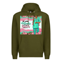 Army Green she works willingly with her hands afro nurse Premium Hoodie - RanaPortraitStore