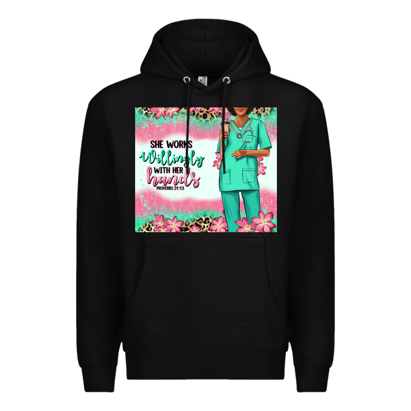 She Works Willingly With Her Hands Afro Nurse Premium Hoodie by RanaPortraitStore | Teevron