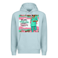 Blue Mist she works willingly with her hands afro nurse Premium Hoodie - RanaPortraitStore