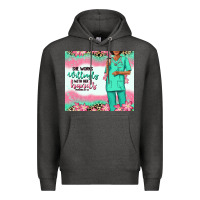 Charcoal Heather she works willingly with her hands afro nurse Premium Hoodie - RanaPortraitStore