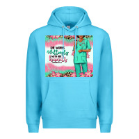 Ocean Blue she works willingly with her hands afro nurse Premium Hoodie - RanaPortraitStore